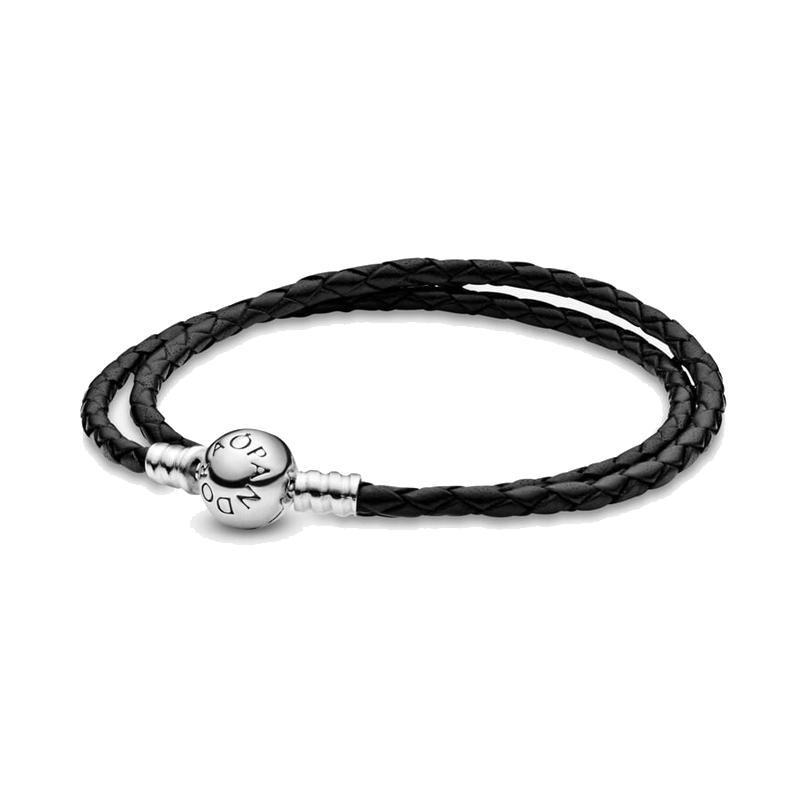 Pulsera Pandora de cuero negro